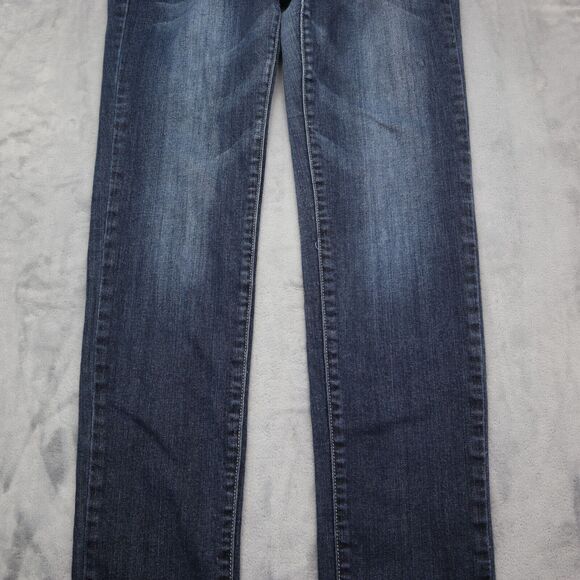 Miss Chic Jeans Womens 11 Blue Straight Mid Rise Flat Front Denim Pants - Picture 11 of 16